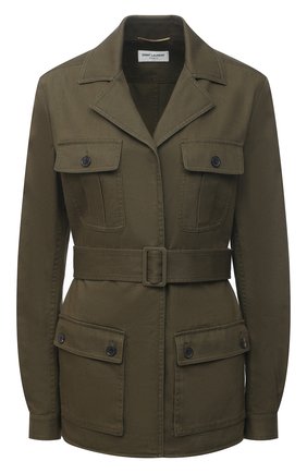 Женская хлопковая куртка SAINT LAURENT хаки цвета по цене 131000 руб., арт. 506647/Y153W | Фото 1 Женская хлопковая куртка SAINT LAURENT хаки цвета, арт. 506647/Y153W | Фото 1