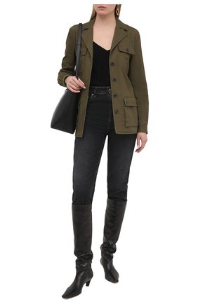 Женская хлопковая куртка SAINT LAURENT хаки цвета по цене 131000 руб., арт. 506647/Y153W | Фото 2 Женская хлопковая куртка SAINT LAURENT хаки цвета, арт. 506647/Y153W | Фото 2