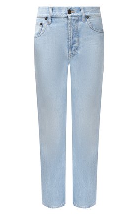 Женские джинсы SAINT LAURENT голубого цвета, арт. 648437/Y35AB | Фото 1 (Длина (брюки, джинсы): Стандартные; Силуэт Ж (брюки и джинсы): Прямые; Стили: Гранж; Материал внешний: Хлопок, Деним; Кросс-КТ: Деним; Региональные ограничения белый список (Axapta Mercury): RU)