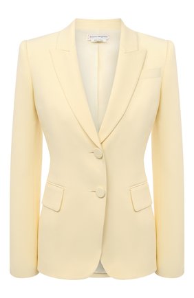 Женский жакет из шерсти и шелка ALEXANDER MCQUEEN желтого цвета по цене 230500 руб., арт. 649784/QJAAA | Фото 1 Женский жакет из шерсти и шелка ALEXANDER MCQUEEN желтого цвета, арт. 649784/QJAAA | Фото 1