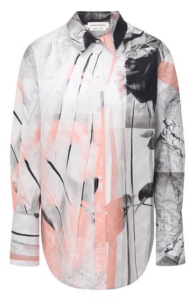 Женская хлопковая рубашка ALEXANDER MCQUEEN разноцветного цвета по цене 71650 руб., арт. 651084/QZACH | Фото 1 Женская хлопковая рубашка ALEXANDER MCQUEEN разноцветного цвета, арт. 651084/QZACH | Фото 1 (Принт: С принтом; Стили: Романтичный; Материал внешний: Хлопок; Рукава: Длинные; Женское Кросс-КТ: Рубашка-одежда; Длина (для топов): Удлиненные)