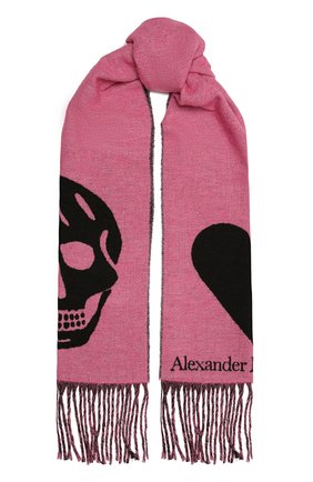 Женский шарф ALEXANDER MCQUEEN розового цвета, арт. 628294/3C78Q | Фото 1 (Материал: Синтетический материал, Текстиль, Шерсть)