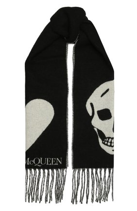 Женский шарф ALEXANDER MCQUEEN черно-белого цвета по цене 34450 руб., арт. 628294/3C78Q | Фото 1 Женский шарф ALEXANDER MCQUEEN черно-белого цвета, арт. 628294/3C78Q | Фото 1 (Материал: Текстиль, Синтетический материал, Шерсть)