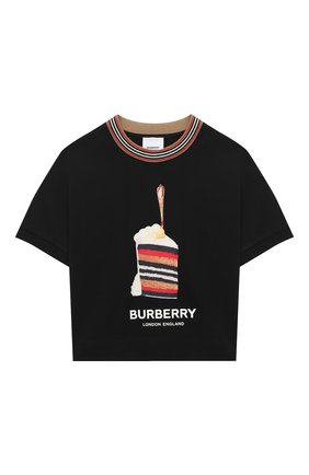 Детская хлопковая футболка BURBERRY черного цвета по цене 12600 руб., арт. 8036920 | Фото 1 Детская хлопковая футболка BURBERRY черного цвета, арт. 8036920 | Фото 1