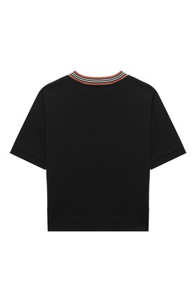 Детская хлопковая футболка BURBERRY черного цвета по цене 12600 руб., арт. 8036920 | Фото 2 Детская хлопковая футболка BURBERRY черного цвета, арт. 8036920 | Фото 2