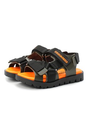 Детские кожаные сандалии DSQUARED2 хаки цвета по цене 15550 руб., арт. 67031/SWILLY/18-27 | Фото 1 Детские кожаные сандалии DSQUARED2 хаки цвета, арт. 67031/SWILLY/18-27 | Фото 1 (Материал внутренний: Натуральная кожа)