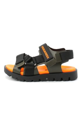 Детские кожаные сандалии DSQUARED2 хаки цвета по цене 15550 руб., арт. 67031/SWILLY/18-27 | Фото 2 Детские кожаные сандалии DSQUARED2 хаки цвета, арт. 67031/SWILLY/18-27 | Фото 2 (Материал внутренний: Натуральная кожа)