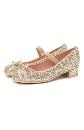 Детские туфли PRETTY BALLERINAS золотого цвета по цене 10600 руб., арт. 48.807/KYLIE | Фото 1 Детские туфли PRETTY BALLERINAS золотого цвета, арт. 48.807/KYLIE | Фото 1
