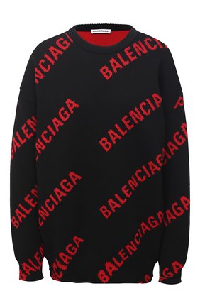Женский свитер из хлопка и шерсти BALENCIAGA черного цвета по цене 98350 руб., арт. 625329/T3178 | Фото 1 Женский свитер из хлопка и шерсти BALENCIAGA черного цвета, арт. 625329/T3178 | Фото 1