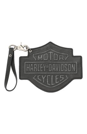 Мужской кожаный кошелек для монет HARLEY-DAVIDSON серого цвета, арт. HDWWA10973 - BLK | Фото 1 (Материал: Натуральная кожа)