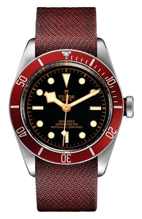 Мужские часы black bay TUDOR бесцветного цвета, арт. 79230R/BURGUNDY FABRIC/BLACK | Фото 1 (Материал корпуса: Сталь; Цвет циферблата: Чёрный; Механизм: Автомат)