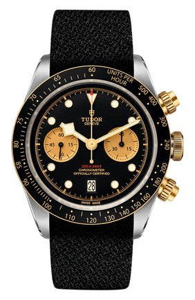 Мужские часы black bay chrono s&g TUDOR бесцветного цвета, арт. 79363N/FABRIC/BLACK CHAMPAGNE | Фото 1 (Цвет циферблата: Чёрный; Материал корпуса: Сталь и жёлтое золото; Механизм: Автомат)