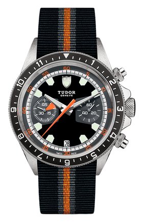 Мужские часы chrono TUDOR бесцветного цвета по цене 320000 руб., арт. 70330N/BLACK FABRIC STRAP GREY AND ORANGE/BLACK GR | Фото 1 Мужские часы chrono TUDOR бесцветного цвета, арт. 70330N/BLACK FABRIC STRAP GREY AND ORANGE/BLACK GR | Фото 1 (Механизм: Автомат; Материал корпуса: Сталь; Цвет циферблата: Чёрный)