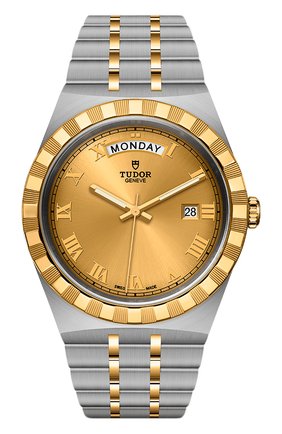 Мужские часы tudor royal TUDOR бесцветного цвета по цене 432000 руб., арт. 28603/91063/CHAMPAGNE ROM | Фото 1 Мужские часы tudor royal TUDOR бесцветного цвета, арт. 28603/91063/CHAMPAGNE ROM | Фото 1 (Механизм: Автомат; Цвет циферблата: Другое; Материал корпуса: Сталь и жёлтое золото)