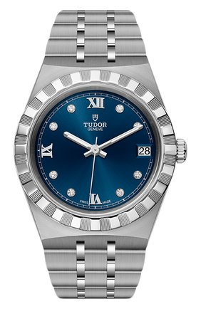 Женские часы tudor royal TUDOR бесцветного цвета, арт. 28400/91040/BLUE 8RBR | Фото 1 (Материал корпуса: Сталь; Цвет циферблата: Синий; Механизм: Автомат)