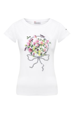 Женская хлопковая футболка REDVALENTINO белого цвета по цене 13650 руб., арт. VR3MG09L/5PS | Фото 1 Женская хлопковая футболка REDVALENTINO белого цвета, арт. VR3MG09L/5PS | Фото 1