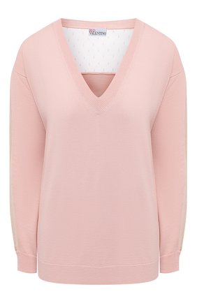 Женский шерстяной пуловер REDVALENTINO светло-розового цвета по цене 45200 руб., арт. VR3KC06G/5NG | Фото 1 Женский шерстяной пуловер REDVALENTINO светло-розового цвета, арт. VR3KC06G/5NG | Фото 1