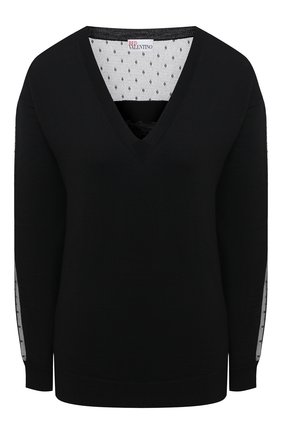 Женский шерстяной пуловер REDVALENTINO черного цвета по цене 45200 руб., арт. VR3KC06G/5NG | Фото 1 Женский шерстяной пуловер REDVALENTINO черного цвета, арт. VR3KC06G/5NG | Фото 1