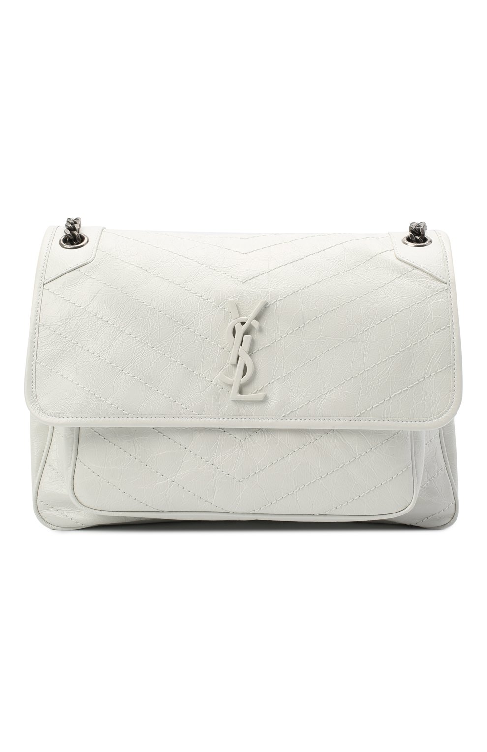 Женская сумка niki large SAINT LAURENT белого цвета, арт. 498883/0EN04 | Фото 1 (Сумки-технические: Сумки через плечо; Ремень/цепочка: С цепочкой, На ремешке; Материал: Натуральная кожа; Размер: large)