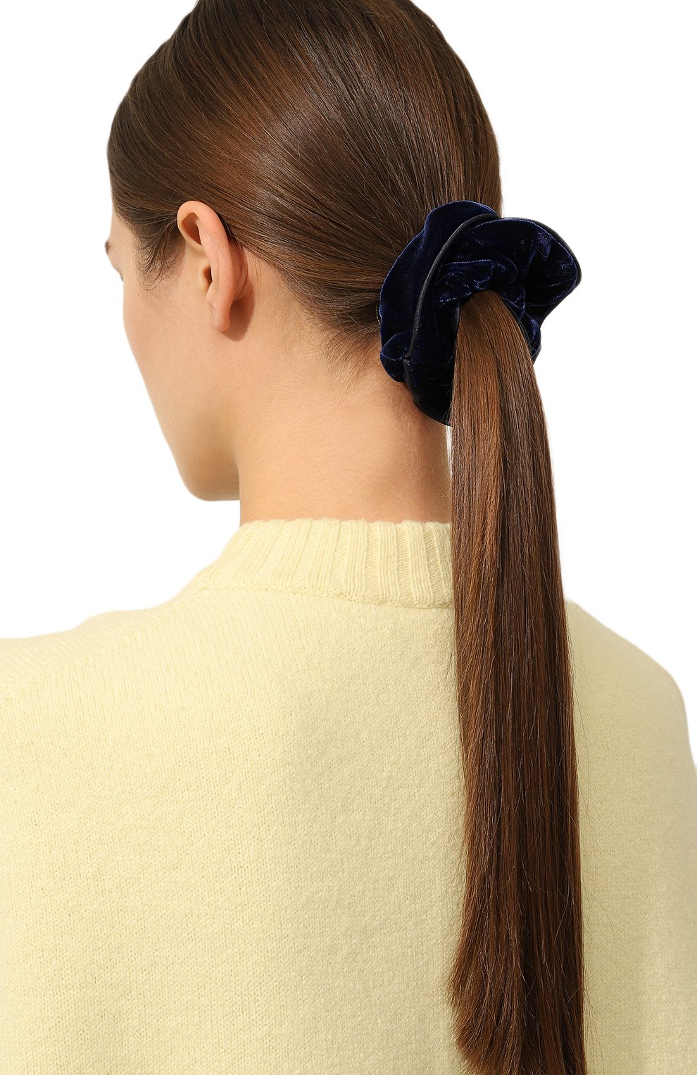 Женская резинка для волос ALEXANDRE DE PARIS темно-синего цвета, арт. TCH-17402-PM M | Фото 2 (Материал: Текстиль)