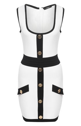 Женское платье из вискозы BALMAIN черно-белого цвета по цене 121500 руб., арт. VF16062/K218 | Фото 1 Женское платье из вискозы BALMAIN черно-белого цвета, арт. VF16062/K218 | Фото 1
