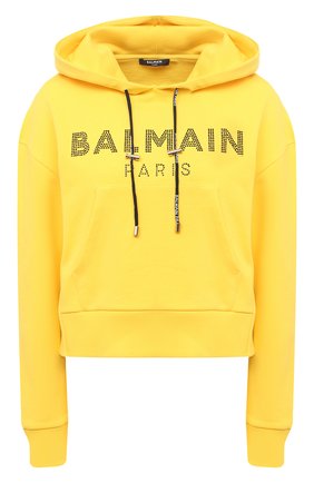 Женский хлопковое худи BALMAIN желтого цвета по цене 79950 руб., арт. VF13792/B010 | Фото 1 Женский хлопковое худи BALMAIN желтого цвета, арт. VF13792/B010 | Фото 1