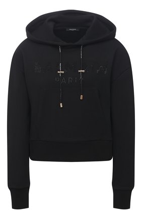 Женский хлопковое худи BALMAIN черного цвета по цене 79950 руб., арт. VF13792/B010 | Фото 1 Женский хлопковое худи BALMAIN черного цвета, арт. VF13792/B010 | Фото 1