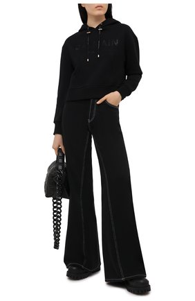 Женский хлопковое худи BALMAIN черного цвета по цене 79950 руб., арт. VF13792/B010 | Фото 2 Женский хлопковое худи BALMAIN черного цвета, арт. VF13792/B010 | Фото 2