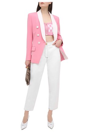 Женский топ из вискозы BALMAIN розового цвета по цене 76450 руб., арт. VF10021/K213 | Фото 2 Женский топ из вискозы BALMAIN розового цвета, арт. VF10021/K213 | Фото 2 (Длина (для топов): Укороченные; Материал внешний: Вискоза; Кросс-КТ: без рукавов)