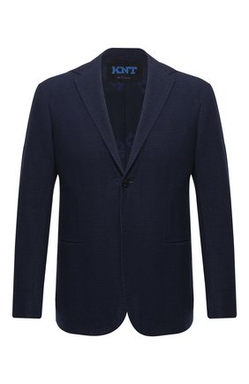Мужской пиджак из хлопка и кашемира KNT синего цвета по цене 495500 руб., арт. UGS0101K06T70 | Фото 1 Мужской пиджак из хлопка и кашемира KNT синего цвета, арт. UGS0101K06T70 | Фото 1 (Материал подклада: Купро; Материал внешний: Хлопок; Пиджаки М: Прямой; Рукава: Длинные; Случай: Коктейльный; Стили: Классический; Длина (для топов): Стандартные; 1-2-бортные: Однобортные)