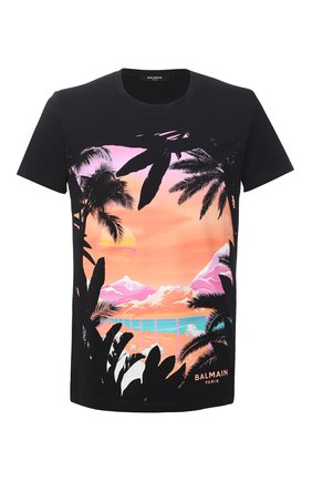 Мужская хлопковая футболка BALMAIN черного цвета по цене 42500 руб., арт. VH1EF000/G043 | Фото 1 Мужская хлопковая футболка BALMAIN черного цвета, арт. VH1EF000/G043 | Фото 1 (Принт: С принтом; Материал внешний: Хлопок; Стили: Кэжуэл; Рукава: Короткие; Длина (для топов): Стандартные)