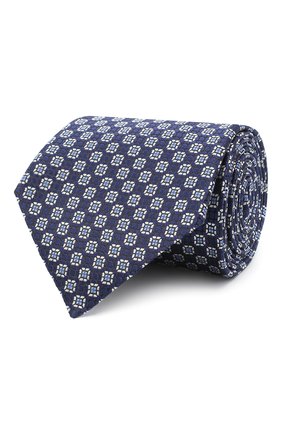 Мужской шелковый галстук ERMENEGILDO ZEGNA темно-синего цвета, арт. Z9W05/1UM | Фото 1 (Материал: Шелк, Текстиль; Принт: С принтом)