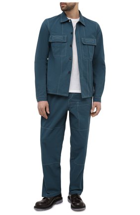 Мужские брюки JIL SANDER синего цвета по цене 74900 руб., арт. JSMS310616-MS252200A | Фото 2 Мужские брюки JIL SANDER синего цвета, арт. JSMS310616-MS252200A | Фото 2 (Материал внешний: Хлопок, Синтетический материал; Стили: Минимализм; Случай: Повседневный; Длина (брюки, джинсы): Стандартные)