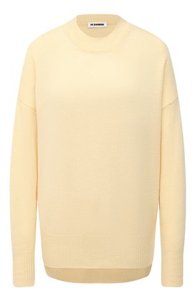 Женский кашемировый пуловер JIL SANDER кремвого цвета, арт. JSPS754020-WSY10008 | Фото 1 (Рукава: Длинные; Материал внешний: Кашемир, Шерсть; Стили: Минимализм; Женское Кросс-КТ: Пуловер-одежда; Длина (для топов): Стандартные; Региональные ограничения белый список (Axapta Mercury): RU)