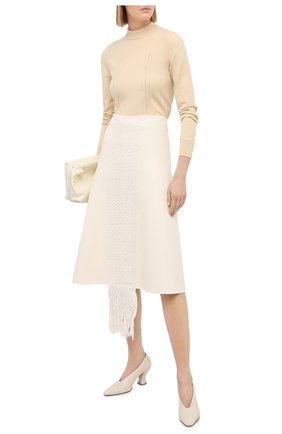 Женская юбка JIL SANDER белого цвета по цене 130500 руб., арт. JSPS754062-WSY39138 | Фото 2 Женская юбка JIL SANDER белого цвета, арт. JSPS754062-WSY39138 | Фото 2 (Длина Ж (юбки, платья, шорты): Миди; Материал внешний: Вискоза; Стили: Романтичный)