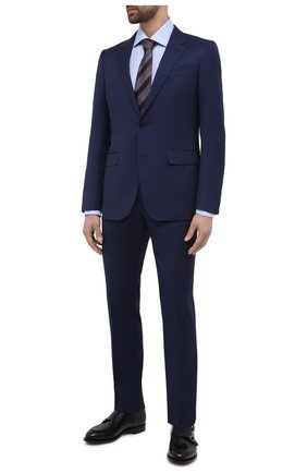 Мужская хлопковая сорочка ERMENEGILDO ZEGNA голубого цвета по цене 34350 руб., арт. 901030/9RS0GS | Фото 2 Мужская хлопковая сорочка ERMENEGILDO ZEGNA голубого цвета, арт. 901030/9RS0GS | Фото 2 (Рукава: Длинные; Рубашки М: Slim Fit; Стили: Классический; Принт: Однотонные; Манжеты: На пуговицах; Случай: Формальный; Длина (для топов): Стандартные; Материал внешний: Хлопок; Воротник: Акула)