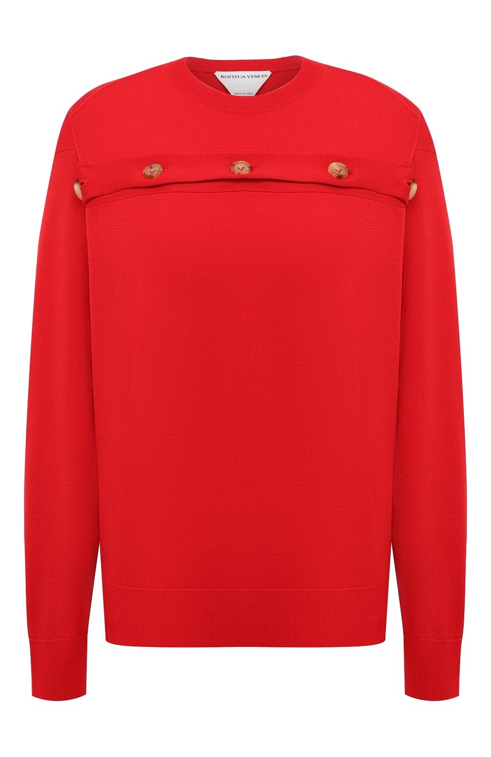 Женский шерстяной пуловер BOTTEGA VENETA красного цвета, арт. 648729/V09S0 | Фото 1 (Материал внешний: Шерсть; Рукава: Длинные; Длина (для топов): Стандартные; Региональные ограничения белый список (Axapta Mercury): RU; Женское Кросс-КТ: Пуловер-одежда; Стили: Кэжуэл)