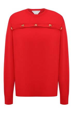 Женский шерстяной пуловер BOTTEGA VENETA красного цвета, арт. 648729/V09S0 | Фото 1 (Рукава: Длинные; Длина (для топов): Стандартные; Материал внешний: Шерсть; Стили: Кэжуэл; Женское Кросс-КТ: Пуловер-одежда; Региональные ограничения белый список (Axapta Mercury): RU)