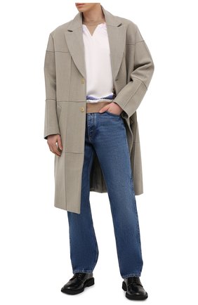 Мужской джемпер из хлопка и шерсти LANVIN бежевого цвета по цене 87250 руб., арт. RM-P00236-MI03-P21 | Фото 2 Мужской джемпер из хлопка и шерсти LANVIN бежевого цвета, арт. RM-P00236-MI03-P21 | Фото 2
