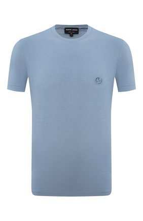 Мужская футболка из вискозы GIORGIO ARMANI голубого цвета по цене 24250 руб., арт. 3GST52/SJP4Z | Фото 1 Мужская футболка из вискозы GIORGIO ARMANI голубого цвета, арт. 3GST52/SJP4Z | Фото 1