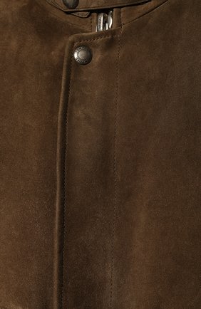 Мужской замшевый бомбер TOM FORD коричневого цвета, арт. BW417/TFL831 | Фото 5 (Кросс-КТ: Куртка; Материал внешний: Замша, Натуральная кожа; Рукава: Длинные; Принт: Без принта; Региональные ограничения белый список (Axapta Mercury): RU; Мужское Кросс-КТ: Кожа и замша; Длина (верхняя одежда): Короткие; Материал подклада: Купро; Стили: Кэжуэл)