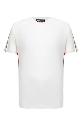 Мужская шерстяная футболка Z ZEGNA белого цвета, арт. VW391/ZZT608 | Фото 1 (Принт: Без принта; Длина (для топов): Стандартные; Рукава: Короткие; Стили: Кэжуэл; Материал внешний: Шерсть)