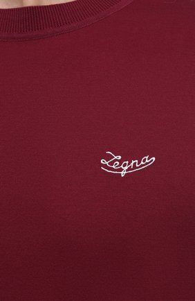 Мужская хлопковая футболка ERMENEGILDO ZEGNA бордового цвета, арт. UW526/707R | Фото 5 (Принт: Без принта; Рукава: Короткие; Длина (для топов): Стандартные; Материал внешний: Хлопок; Стили: Кэжуэл)