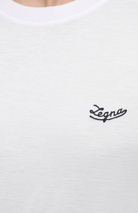Мужская хлопковая футболка ERMENEGILDO ZEGNA белого цвета, арт. UW526/707R | Фото 5 (Принт: Без принта; Рукава: Короткие; Длина (для топов): Стандартные; Материал внешний: Хлопок; Стили: Кэжуэл)