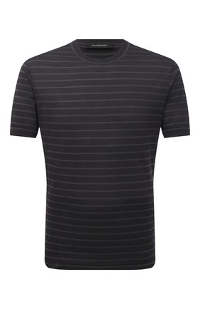 Мужская футболка из хлопка и шелка ERMENEGILDO ZEGNA черного цвета по цене 29950 руб., арт. UW388/706 | Фото 1 Мужская футболка из хлопка и шелка ERMENEGILDO ZEGNA черного цвета, арт. UW388/706 | Фото 1