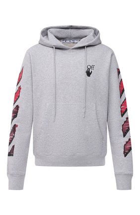 Мужской хлопковое худи OFF-WHITE серого цвета по цене 47000 руб., арт. 0MBB034R21FLE003 | Фото 1 Мужской хлопковое худи OFF-WHITE серого цвета, арт. 0MBB034R21FLE003 | Фото 1