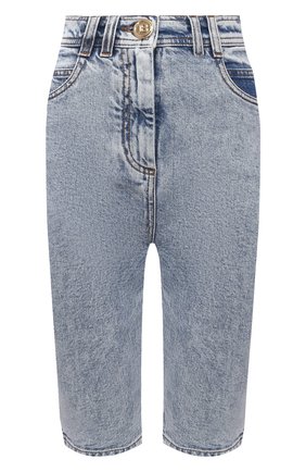 Женские джинсовые шорты BALMAIN голубого цвета по цене 62900 руб., арт. VF15425/D097 | Фото 1 Женские джинсовые шорты BALMAIN голубого цвета, арт. VF15425/D097 | Фото 1 (Материал внешний: Хлопок, Деним; Женское Кросс-КТ: Шорты-одежда; Кросс-КТ: Деним; Стили: Гранж; Длина Ж (юбки, платья, шорты): До колена)