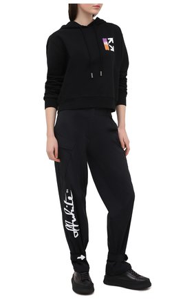Женский хлопковое худи OFF-WHITE черного цвета по цене 47200 руб., арт. 0WBB016R21JER001 | Фото 2 Женский хлопковое худи OFF-WHITE черного цвета, арт. 0WBB016R21JER001 | Фото 2