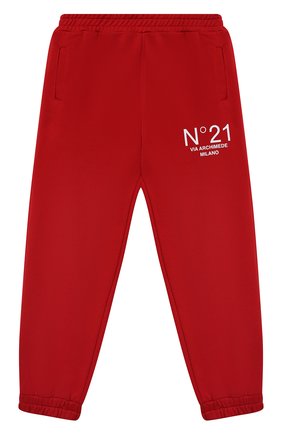 Детские хлопковые джоггеры N21 красного цвета по цене 7220 руб., арт. N21015/N0154/N21P79U | Фото 1 Детские хлопковые джоггеры N21 красного цвета, арт. N21015/N0154/N21P79U | Фото 1
