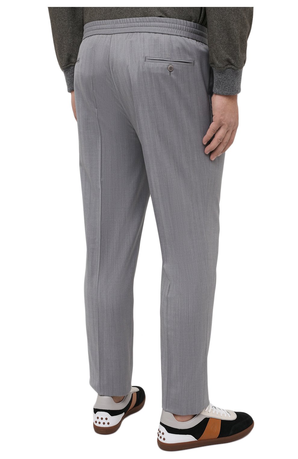 Мужские шерстяные брюки BRIONI серого цвета, арт. RPM20L/P0A9I/NEW SIDNEY | Фото 4 (Big sizes: Big Sizes; Материал внешний: Шерсть; Длина (брюки, джинсы): Стандартные; Случай: Повседневный; Региональные ограничения белый список (Axapta Mercury): RU; Стили: Кэжуэл)
